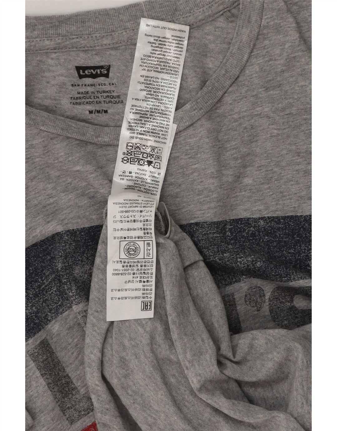 Levi's Mens Graphic T-Shirt Top Medium Grey Flecked Cotton