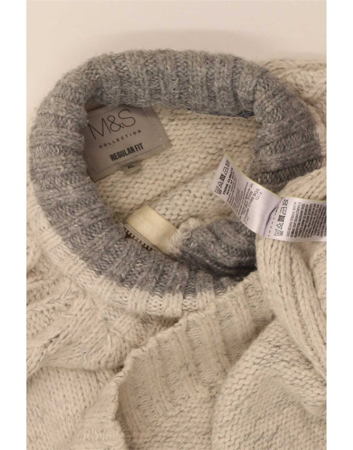 Marks & Spencer Mens Regular Fit Zip Neck Jumper Sweater XL White Flecked