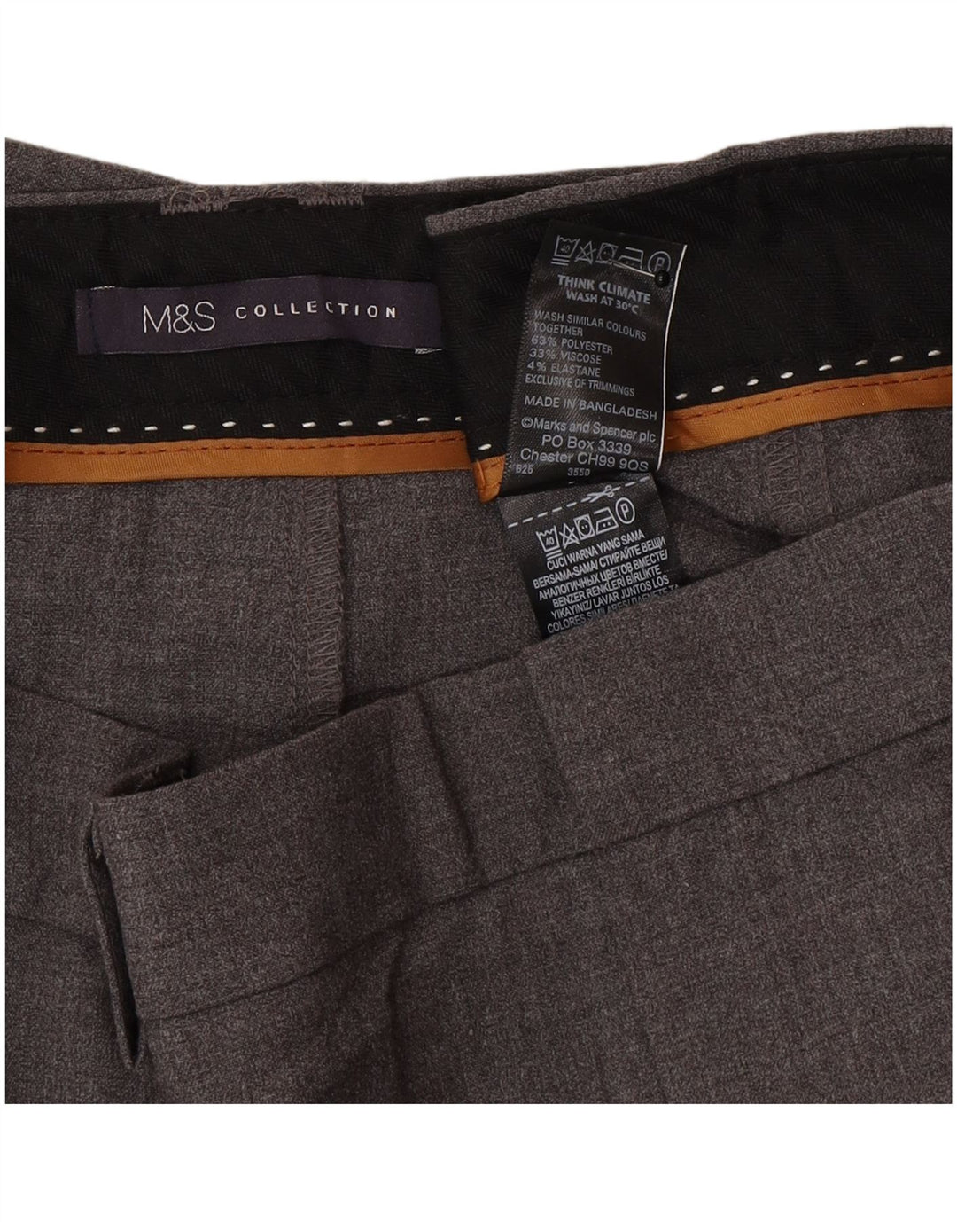 Marks & Spencer Womens Long Suit Trousers UK 16 Large W34 L34 Grey