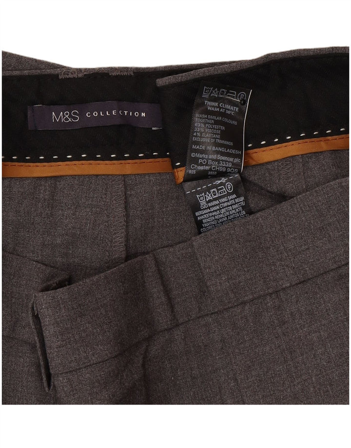 Marks & Spencer Womens Long Suit Trousers UK 16 Large W34 L34 Grey