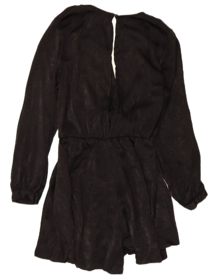 ZARA Womens Loose Fit Belted Playsuit UK 6 XS  Black Polyester