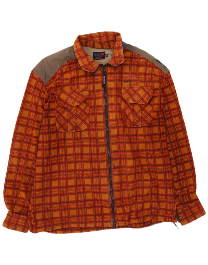 BAILO Mens Loose Fit Flannel Shirt Large Orange Check