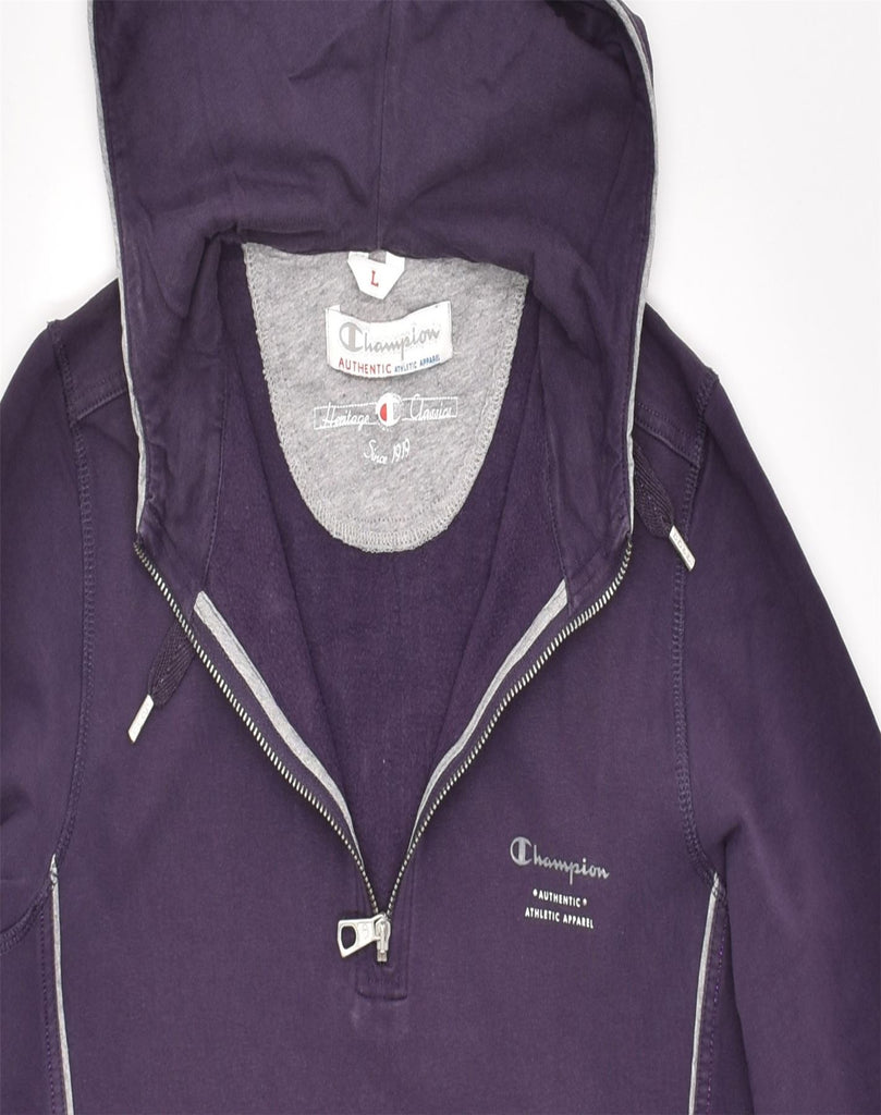 CHAMPION Womens Hoodie Jumper UK 16 Large Purple Cotton | Vintage | Thrift | Second-Hand | Used Clothing | Messina Hembry 