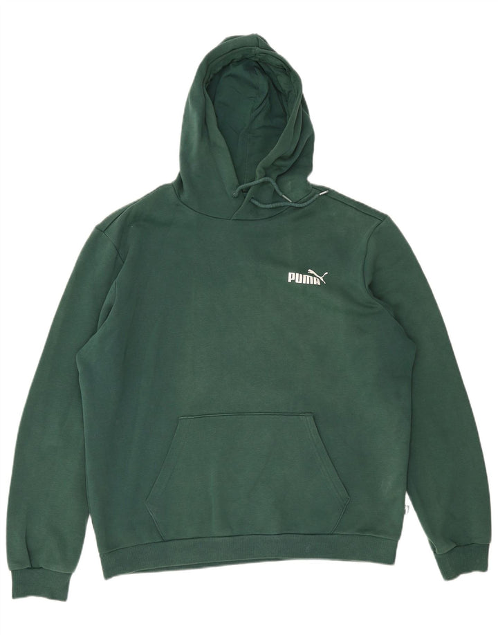 PUMA Mens Hoodie Jumper Large Green Cotton