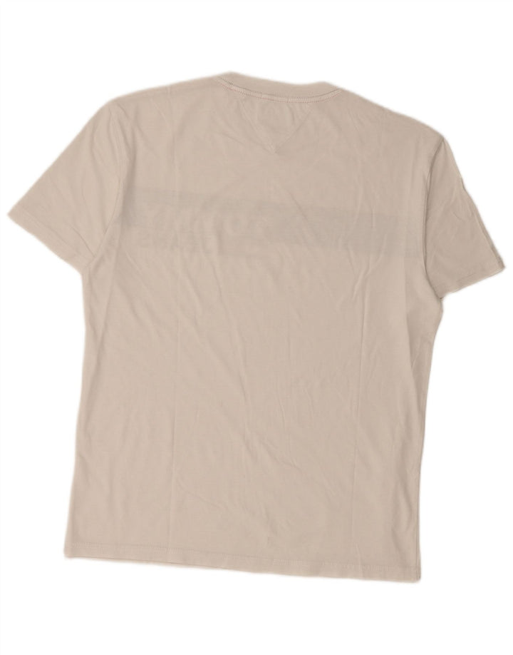 TOMMY HILFIGER Mens Graphic T-Shirt Top Small White Colourblock