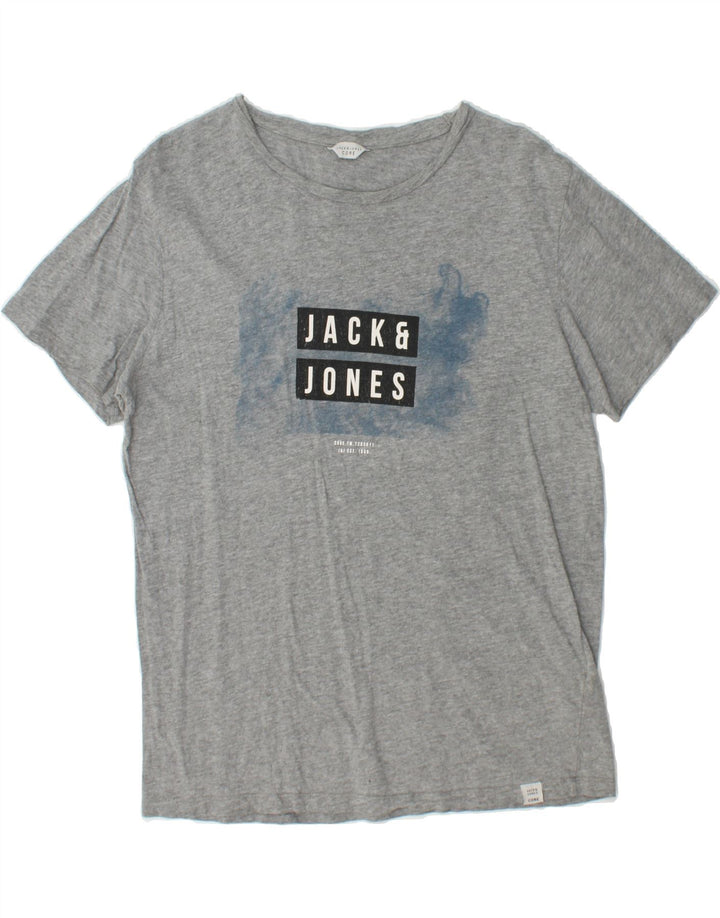 JACK & JONES Mens Graphic T-Shirt Top Large Grey Cotton Vintage Jack & Jones and Second-Hand Jack & Jones from Messina Hembry 
