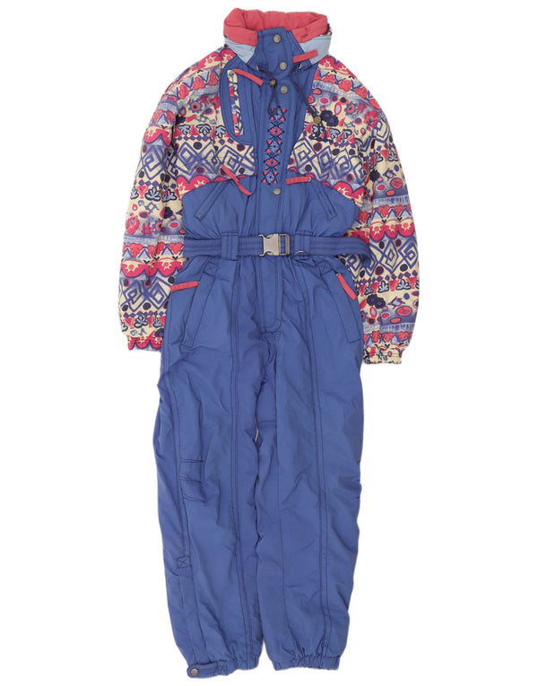 Diadora Womens Hooded Ski Jumpsuit UK 14 Medium  Blue Geometric Nylon