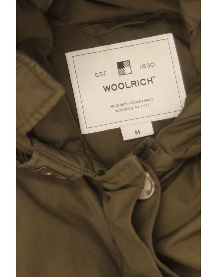 Woolrich Womens Hooded Parka Jacket UK 14 Medium Khaki Cotton
