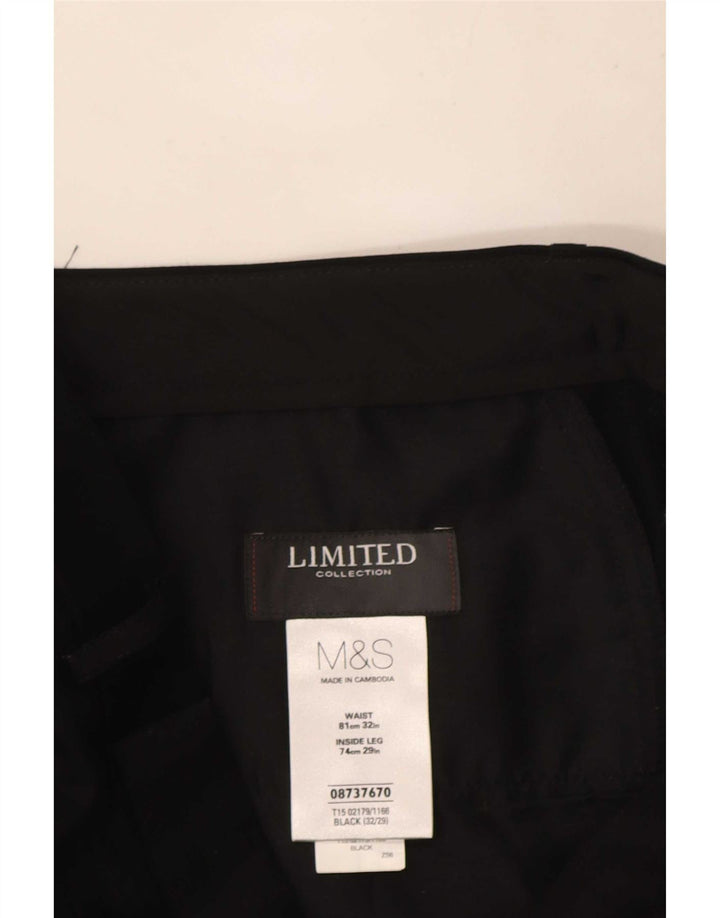 Marks & Spencer Mens Straight Suit Trousers W32 L29 Black