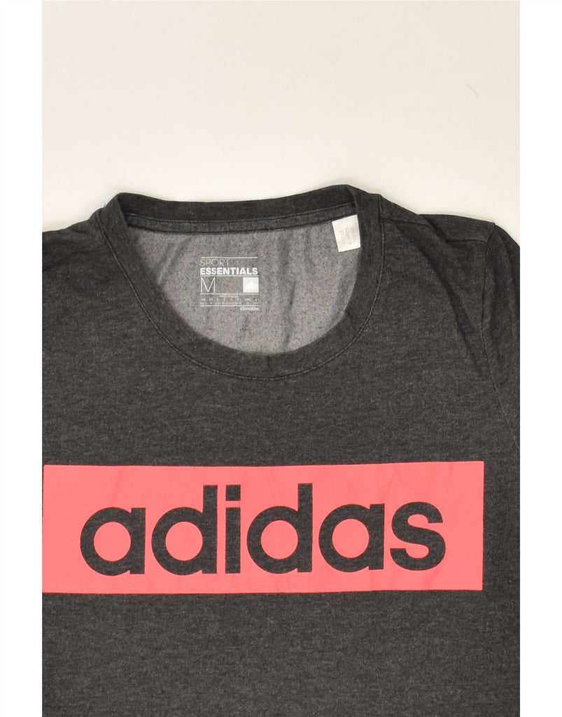 ADIDAS Womens Climalite Graphic T-Shirt Top UK 12/14 Medium Grey Flecked | Vintage Adidas | Thrift | Second-Hand Adidas | Used Clothing | Messina Hembry 