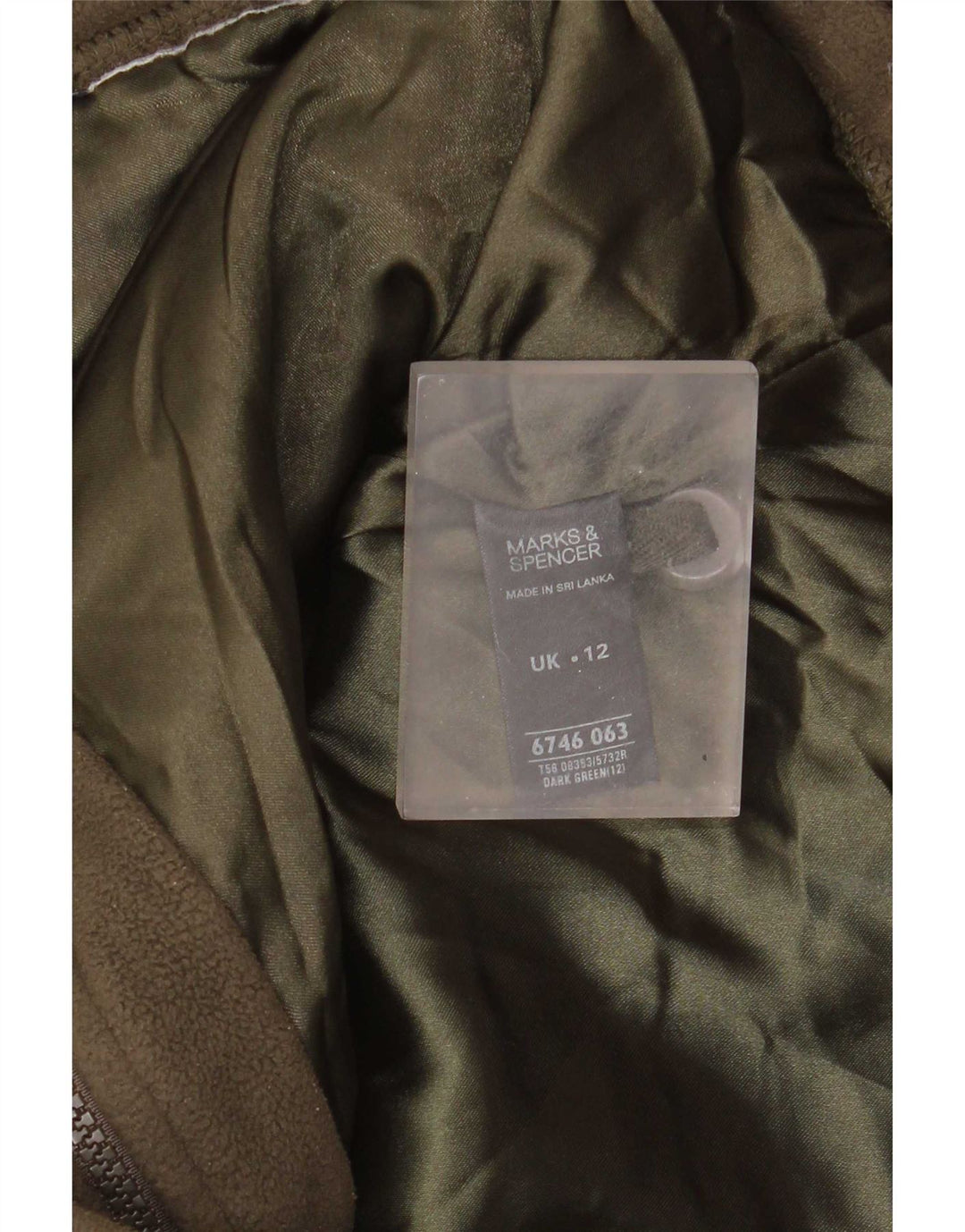Marks & Spencer Womens Fleece Jacket UK 12 Medium Green Polyester