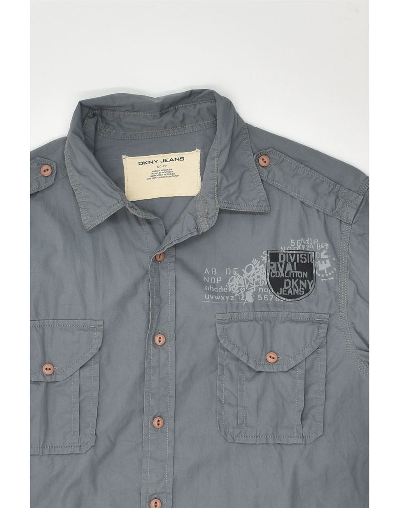 DKNY Mens Military Shirt Small Grey Cotton | Vintage Dkny | Thrift | Second-Hand Dkny | Used Clothing | Messina Hembry 