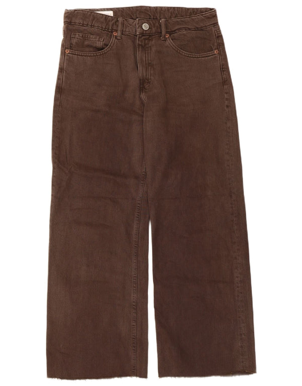 Zara Womens Wide Leg Jeans EU 36 XS W26 L26 Brown Cotton