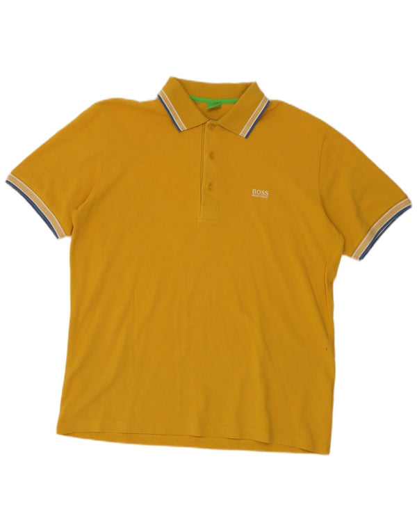Hugo Boss Mens Polo Shirt XL Yellow Cotton