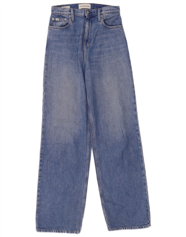 Calvin Klein Womens High Rise Wide Leg Jeans W25 L32 Blue