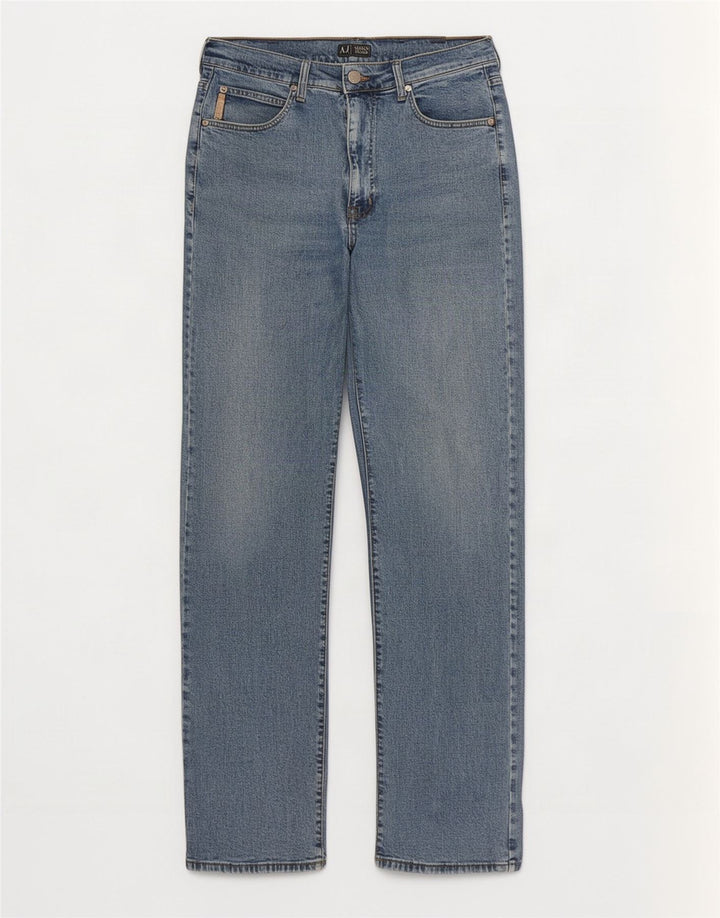Armani Mens Straight Jeans W32 L32 Blue Cotton