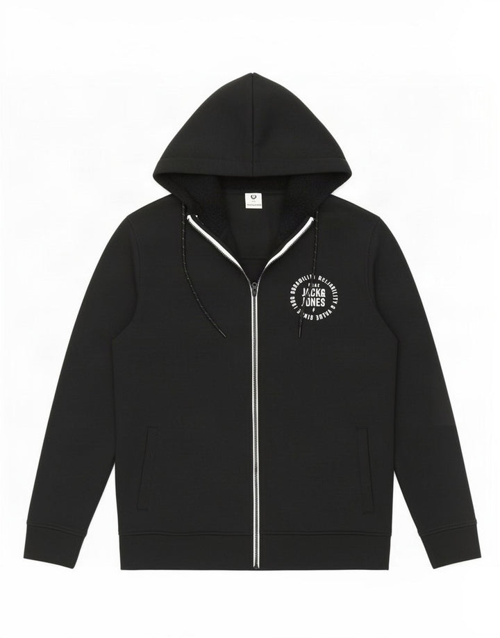 Jack & Jones Mens Zip Hoodie Sweater XL Black Polyester