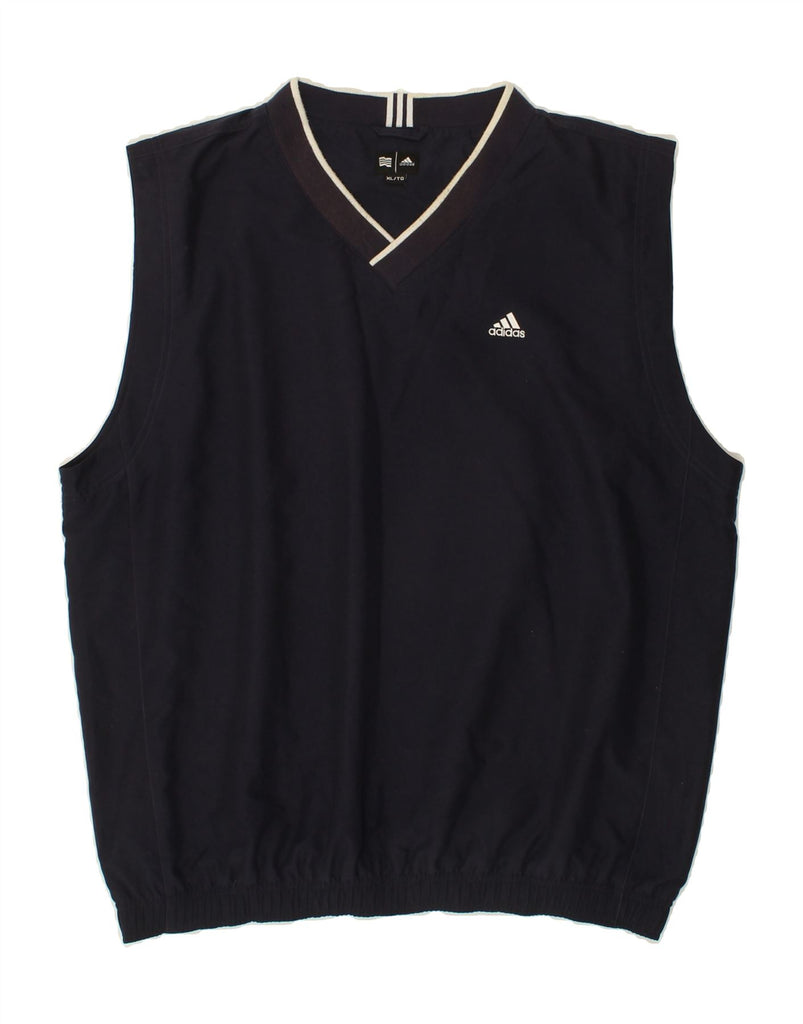 ADIDAS Mens Sleeveless Pullover Tracksuit Top XL Navy Blue Polyester Vintage Adidas and Second-Hand Adidas from Messina Hembry 