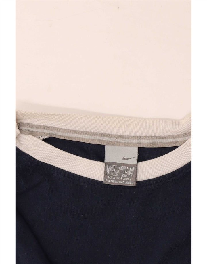 Nike Mens Top Long Sleeve UK 42/44 Large Navy Blue Colourblock