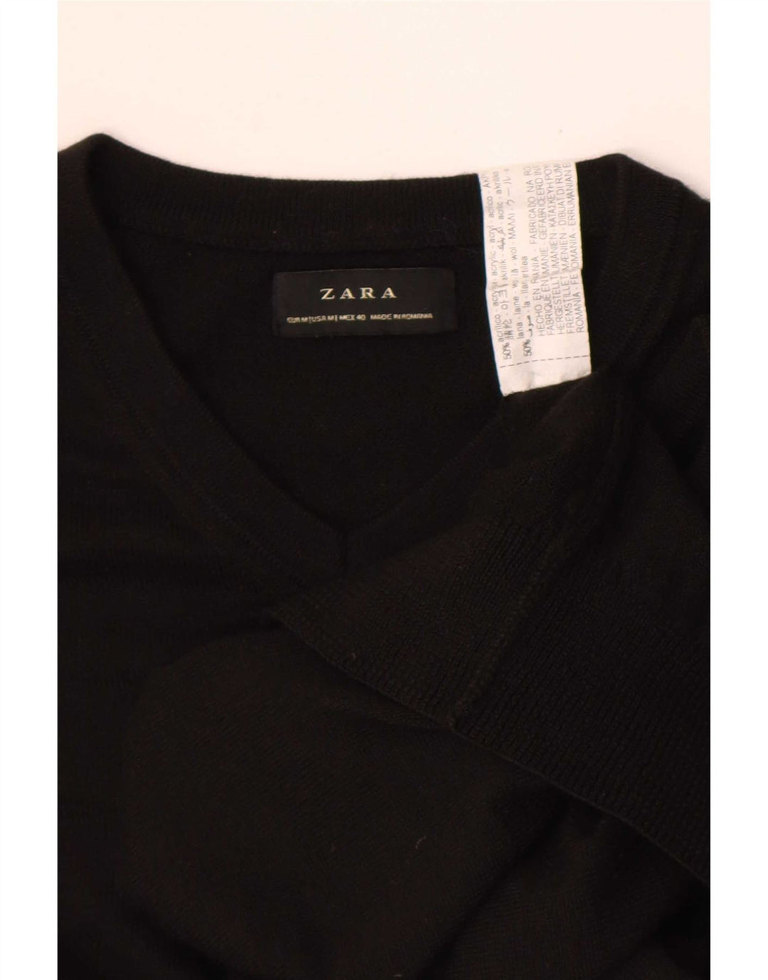 Zara Mens Vest Tank Top Medium Black Acrylic