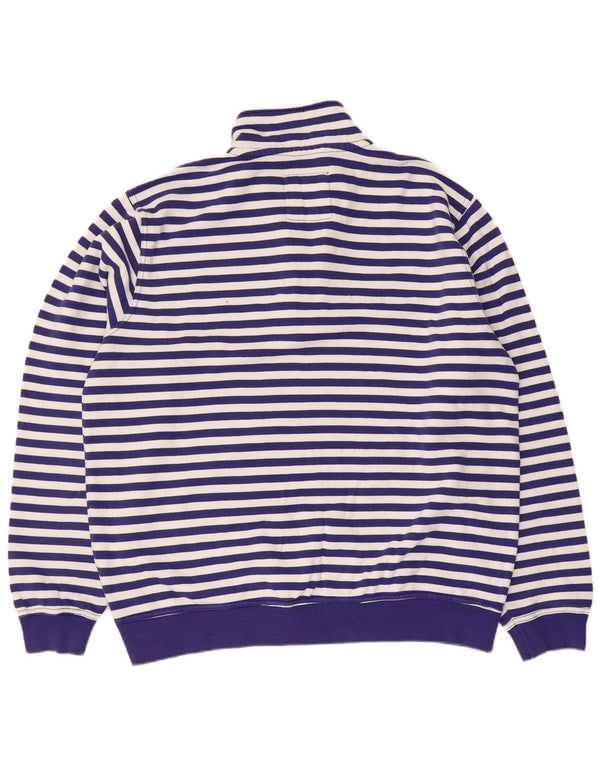 Crew Clothing Mens Zip Neck Sweatshirt Jumper XL Purple Striped Cotton