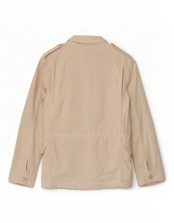 Zara Mens Utility Jacket UK 36 Small Beige Cotton