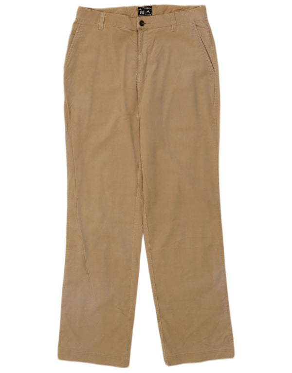 Adidas Mens Straight Corduroy Trousers W32 L32 Beige Cotton