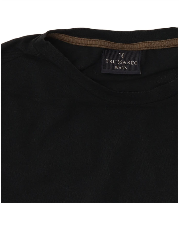TRUSSARDI JEANS Mens Graphic T-Shirt Top Medium Black Cotton