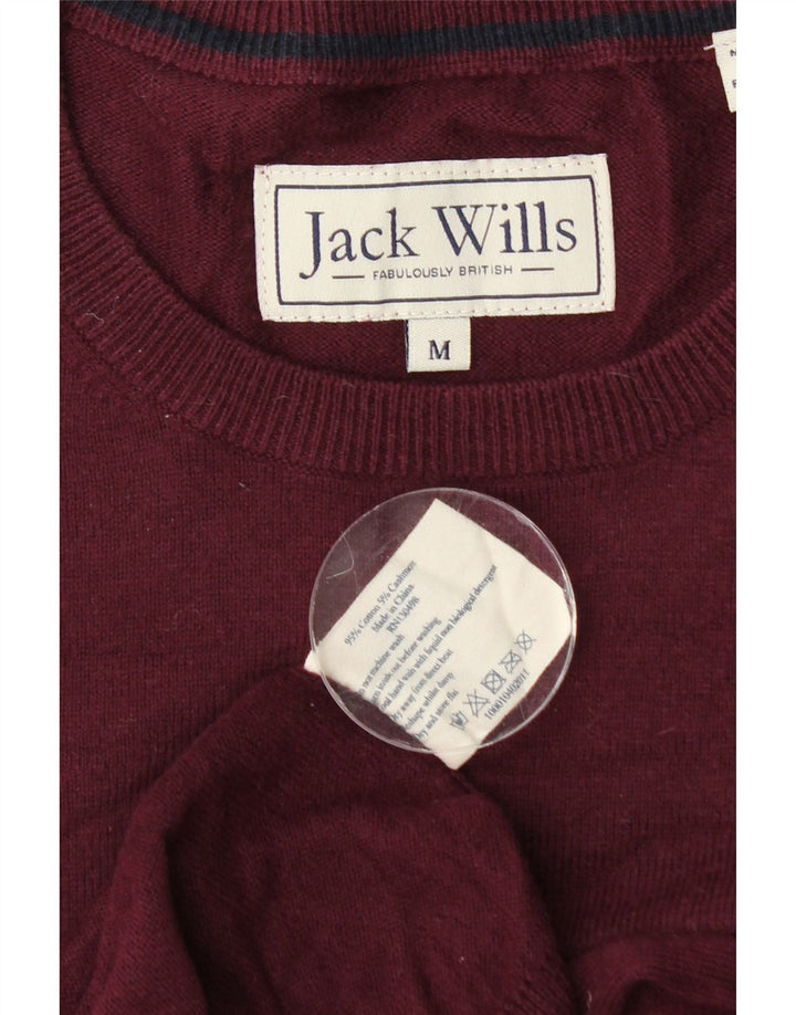 Jack Wills Mens Crew Neck Jumper Sweater Medium Burgundy Cotton