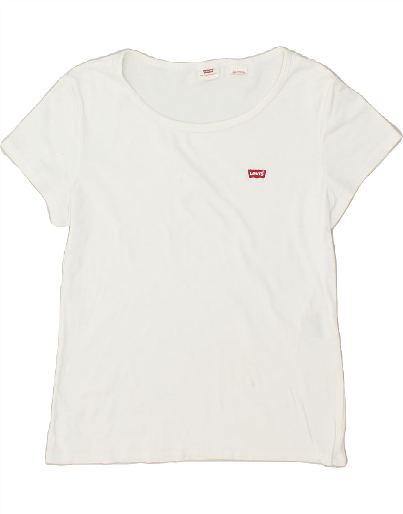 LEVI'S Womens T-Shirt Top UK 14 Large White Cotton | Vintage Levi's | Thrift | Second-Hand Levi's | Used Clothing | Messina Hembry 