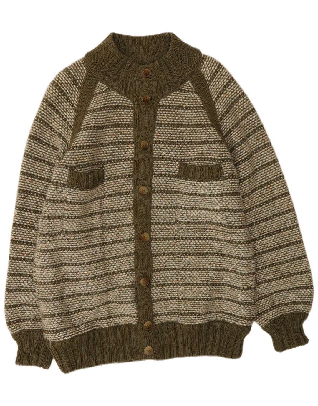 Missoni Mens Cardigan Sweater Medium Khaki Striped Wool