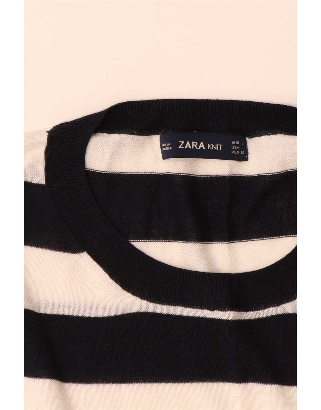 Zara Womens Crew Neck Jumper Sweater UK 16 Large Multicoloured Striped