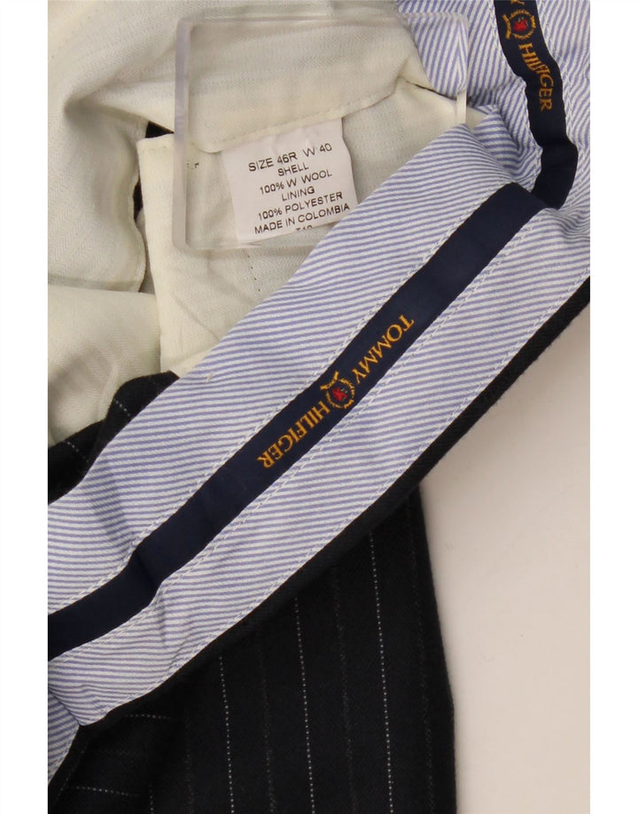 TOMMY HILFIGER Mens Pegged Suit Trousers W40 L30 Navy Blue Pinstripe Wool