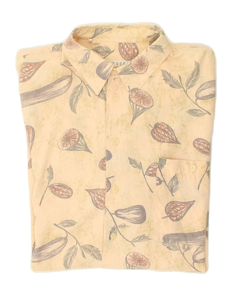 VINTAGE Mens Short Sleeve Shirt XL Beige Floral | Vintage Vintage | Thrift | Second-Hand Vintage | Used Clothing | Messina Hembry 