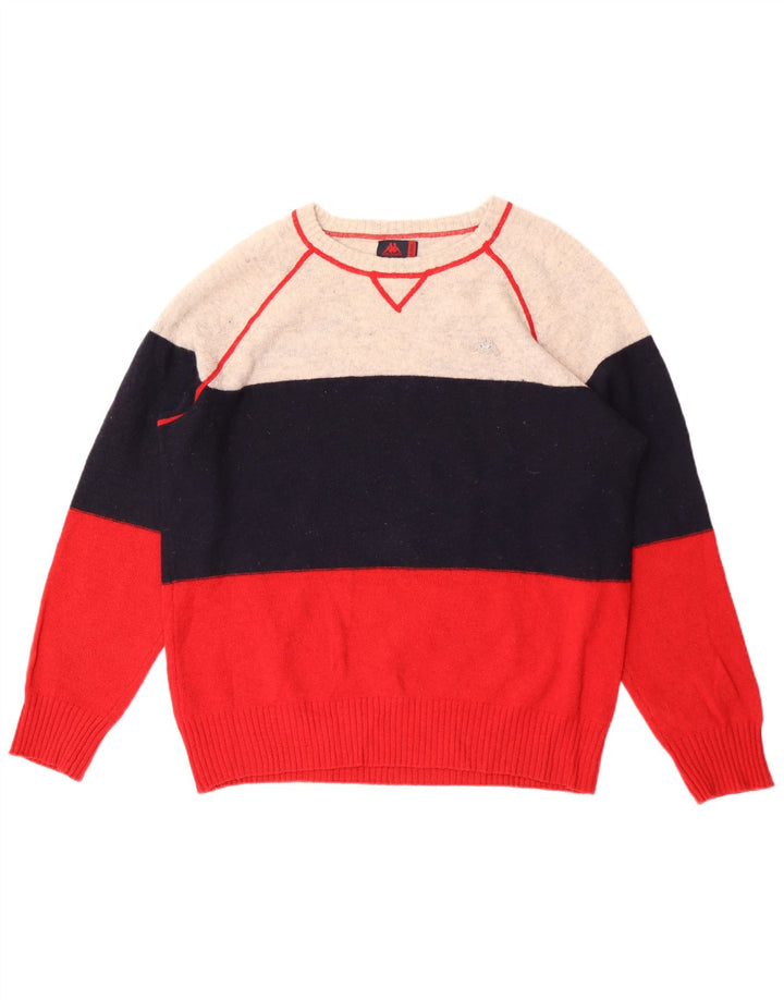 Kappa Mens Boat Neck Jumper Sweater XL Multicoloured Colourblock Wool