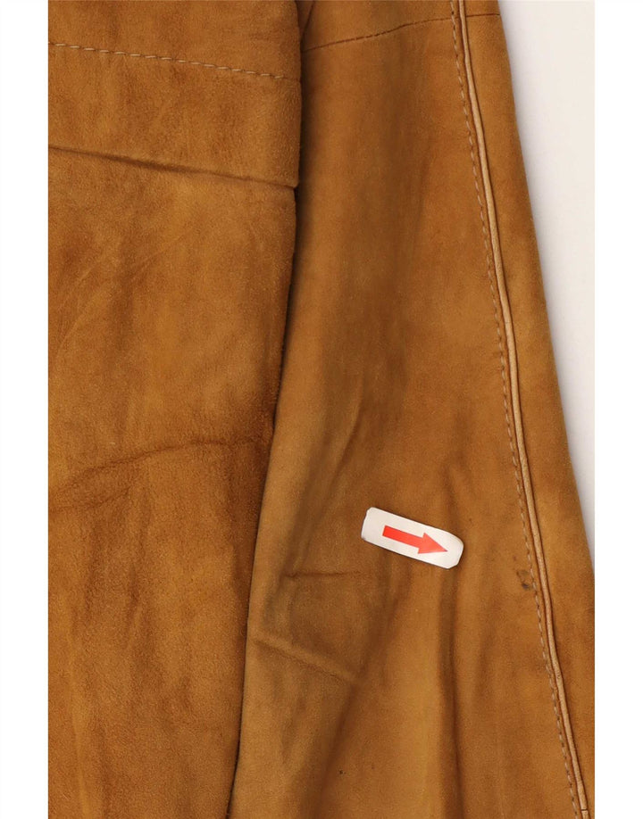 Vintage Mens Suede Bomber Jacket UK 36 Small Beige