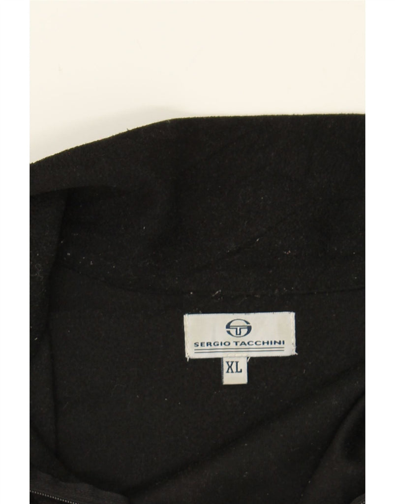 SERGIO TACCHINI Womens Zip Neck Fleece Jumper UK 18 XL Black Polyester Vintage Sergio Tacchini and Second-Hand Sergio Tacchini from Messina Hembry 