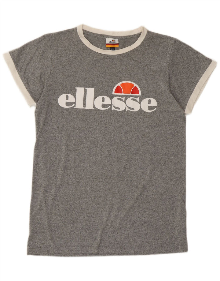 Ellesse Womens Graphic T-Shirt Top UK 10 Small Grey Flecked Polyester