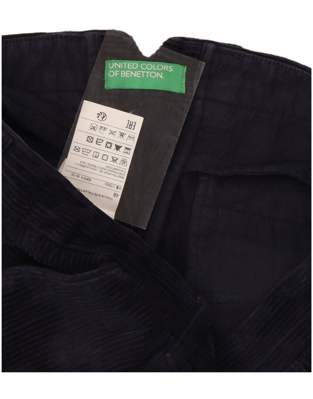 BENETTON Mens Pegged Corduroy Trousers IT 48 Medium W32 L30 Navy Blue