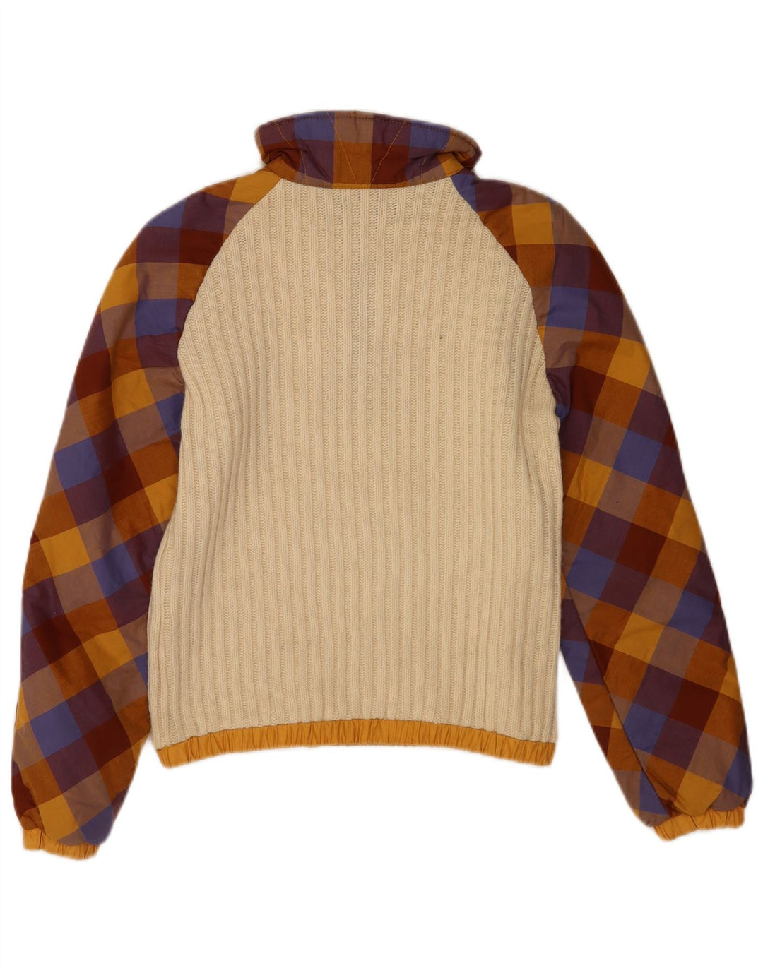 Samas Boys Zip Neck Jumper Sweater 9-10 Years Beige Colourblock Wool