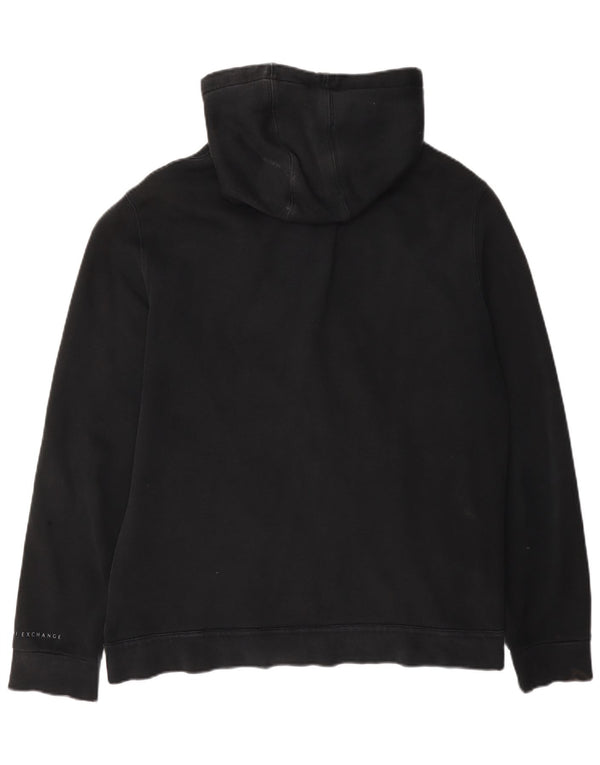Armani Mens Zip Hoodie Sweater Large Black Cotton