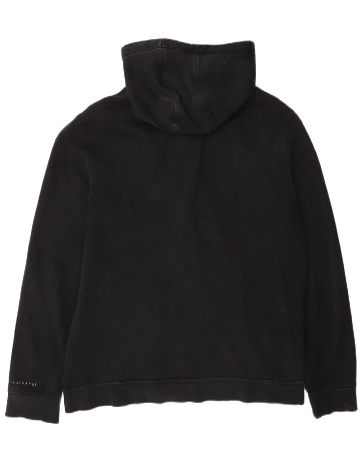 Armani Mens Zip Hoodie Sweater Large Black Cotton