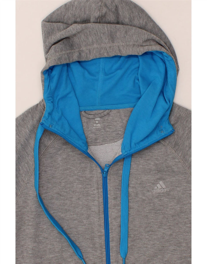 ADIDAS Womens Climalite Zip Hoodie Sweater UK 14 Medium Grey Polyester Vintage Adidas and Second-Hand Adidas from Messina Hembry 