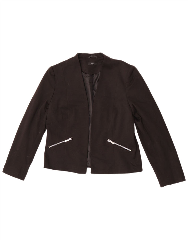 M&Co Womens Open Blazer Jacket UK 12 Medium Black Polyester