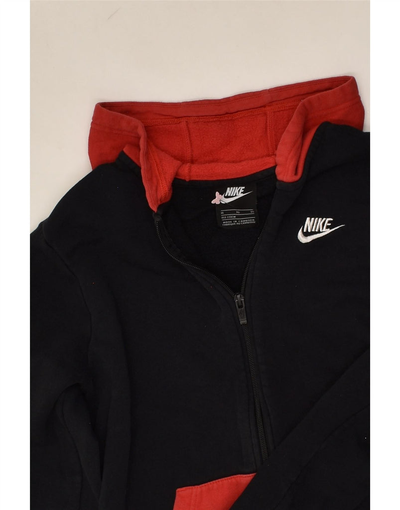 NIKE Boys Zip Hoodie Sweater 13-14 Years XL Black Colourblock Cotton | Vintage Nike | Thrift | Second-Hand Nike | Used Clothing | Messina Hembry 