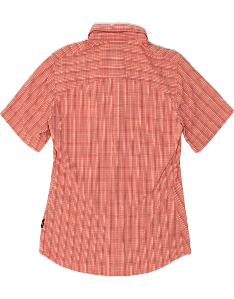 JACK WOLFSKIN Womens Short Sleeve Shirt UK 8/10 Small Pink Check Polyamide Vintage Jack Wolfskin and Second-Hand Jack Wolfskin from Messina Hembry 