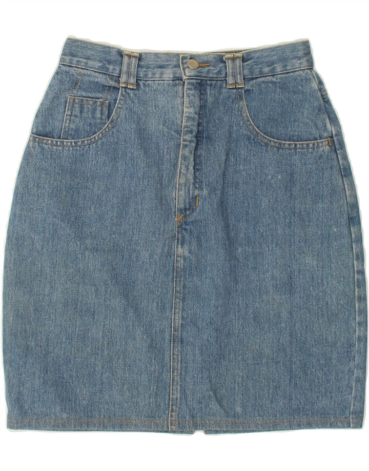VINTAGE Womens Denim Skirt UK 12 Medium W28 Blue Cotton Vintage Vintage and Second-Hand Vintage from Messina Hembry 