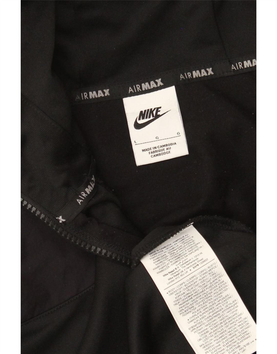 Nike Mens Graphic Zip Hoodie Sweater Large Black Polyester