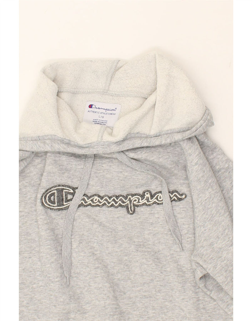 CHAMPION Mens Graphic Hoodie Jumper Large Grey Cotton | Vintage Champion | Thrift | Second-Hand Champion | Used Clothing | Messina Hembry 