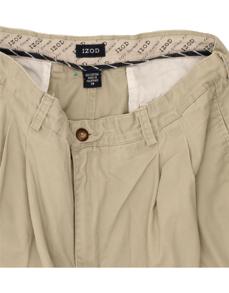 IZOD Mens Pegged Chino Shorts W38 XL Beige Cotton Vintage Izod and Second-Hand Izod from Messina Hembry 